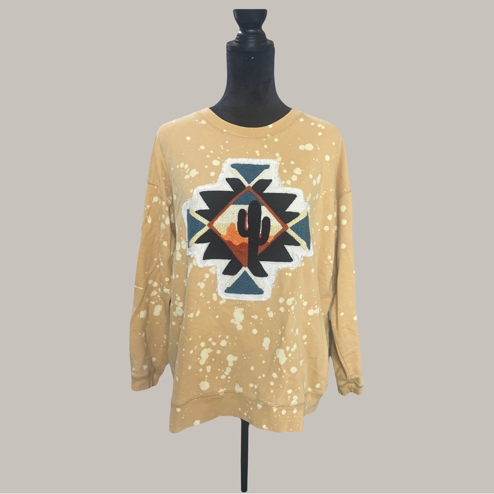 One24 Rags bleached and embroidered crewneck sweatshirt. Size: Large